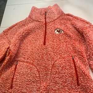 Kansas City Chiefs Coral Sherpa Half-Zip Pullover
